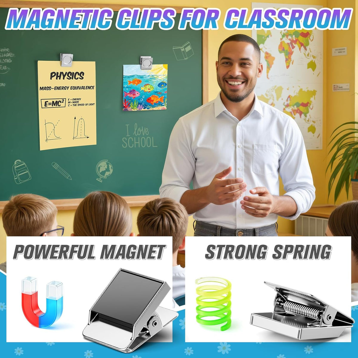 12 Pack Large Magnetic Clips Heavy Duty, Strong Magnet Clips for Notes