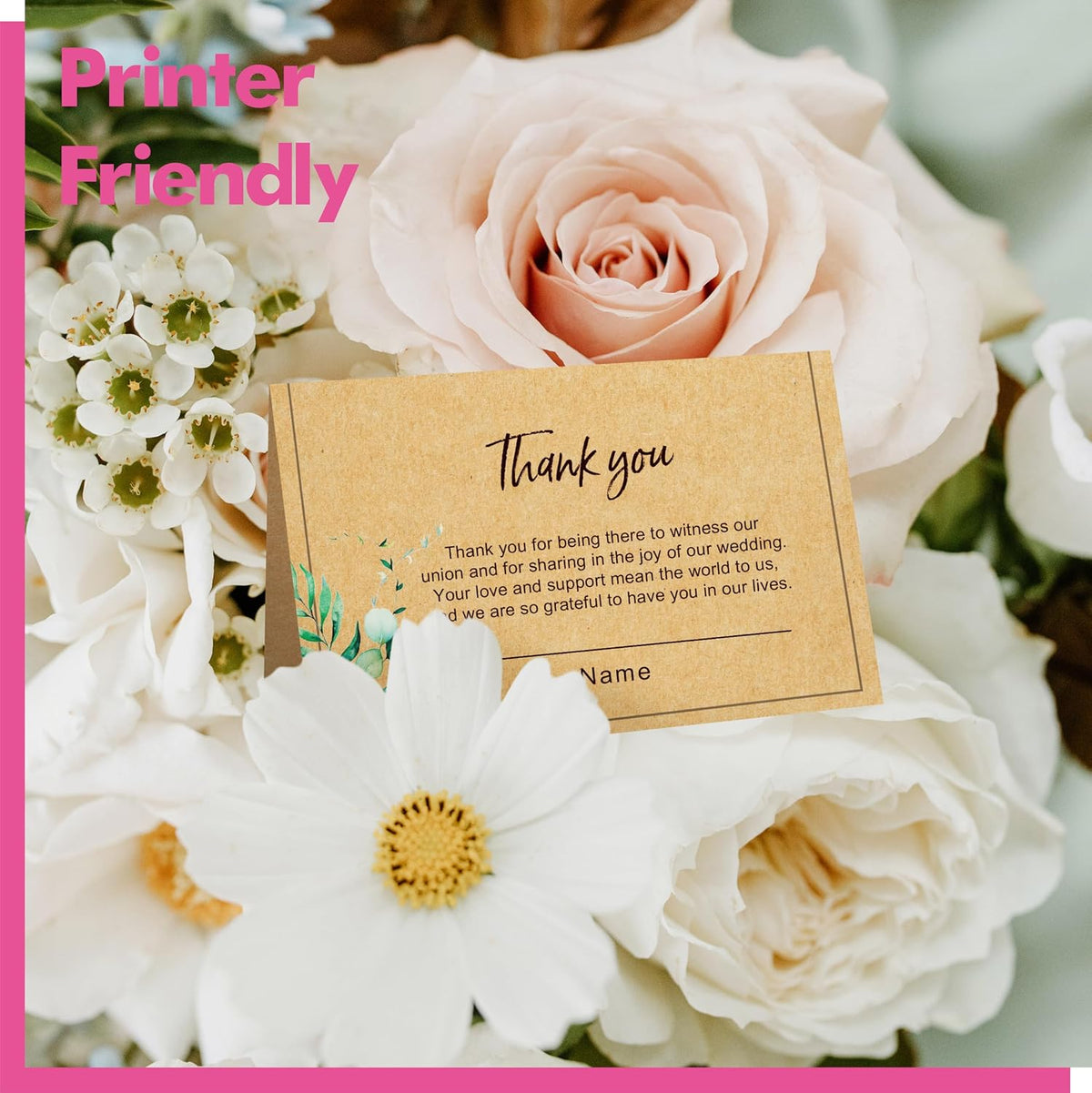 100 PCS Kraft Place Cards, Small Tent Cards with Green Plant Design Delicate Seating Cards Blank Name Cards Escort Cards for Wedding, Table, Dinner Parties, Receptions (2” x 3.5”, Greenery Design)
