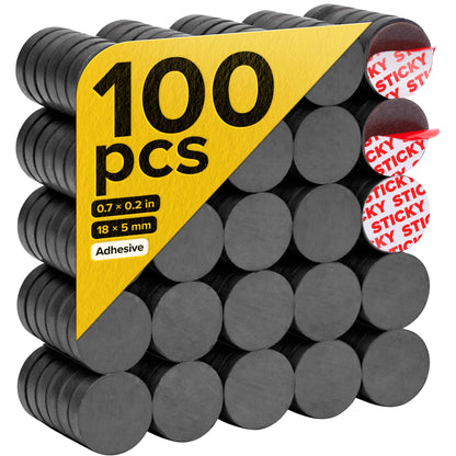 Strong Ceramic Round Adhesive Magnets, 0.7x0.12 (18x3mm), 100 Pcs