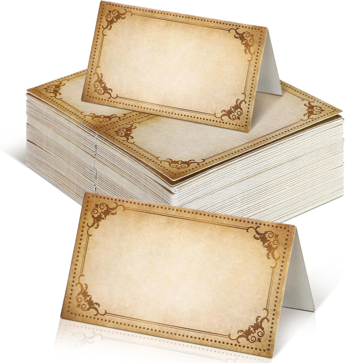 Feifeiya 120 Pack Vintage Place Cards, 3.5x2 Inch Tent Style Seating