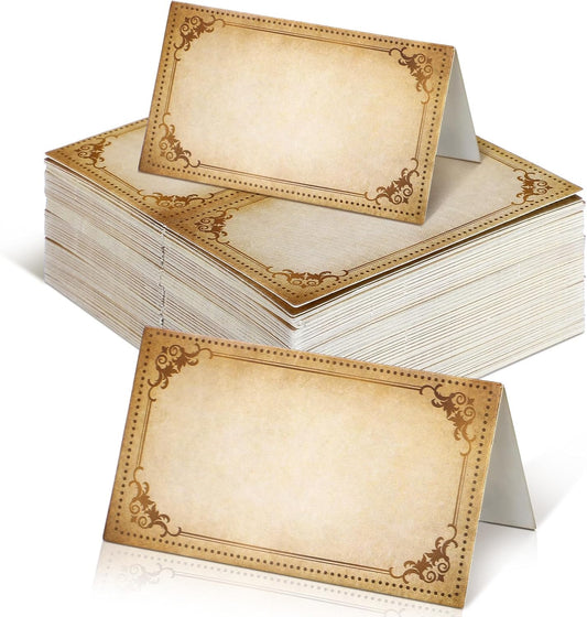 Feifeiya 120 Pack Vintage Place Cards, 3.5x2 Inch Tent Style Seating