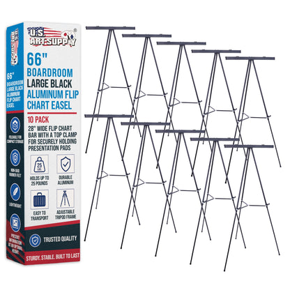 U.S. Art Supply 66" High Boardroom Black Aluminum Flip Chart Easel