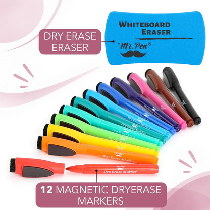 Mr. Pen- Magnetic Dry Erase Markers, 12 Pack with Whiteboard Eraser