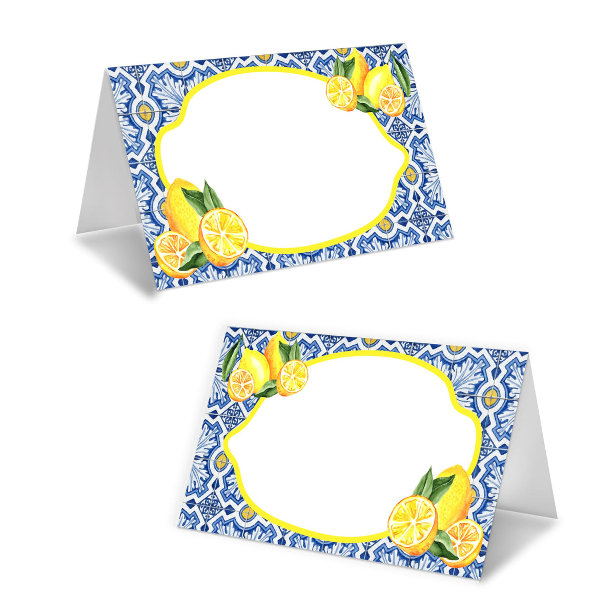 Lemon On Branch Place Cards For Girls, Italy Yellow Lemon Name Card For Table Setting, Spring Summer Party Favors Supplies, Mediterranean Tent Cards Decor For Bridal Shower Wedding Baby Shower -13