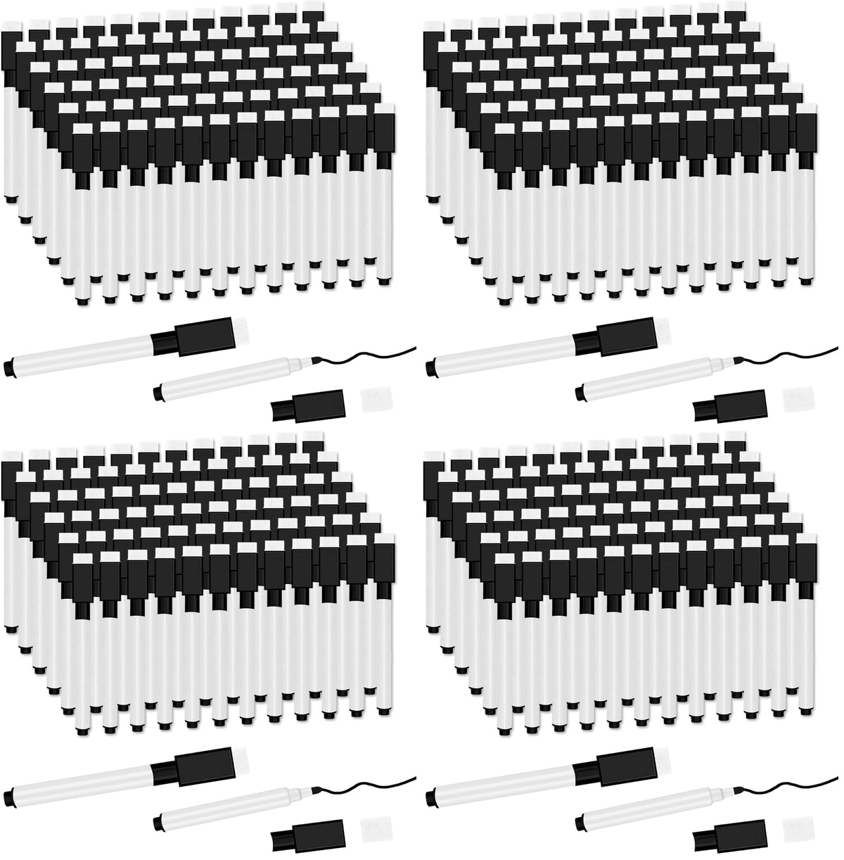 72 Pcs Black Magnetic Dry Erase Markers, Fine Point, Eraser Cap