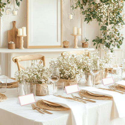 25 Pcs Blush Pink Place Cards, Blank Tent Name Cards for Food Buffet, Dinner Party, Wedding Reception, Bridal Shower Table Setting -02
