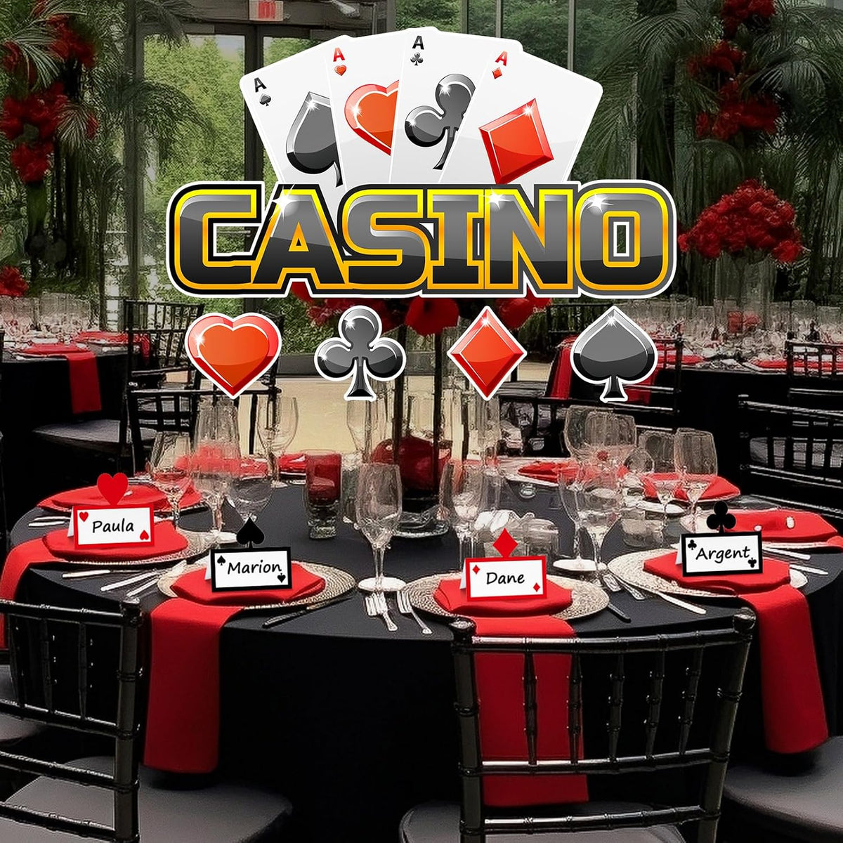 Cinnvoice 48 Pcs Casino Night Table Place Cards Rock and Roll Decoration
