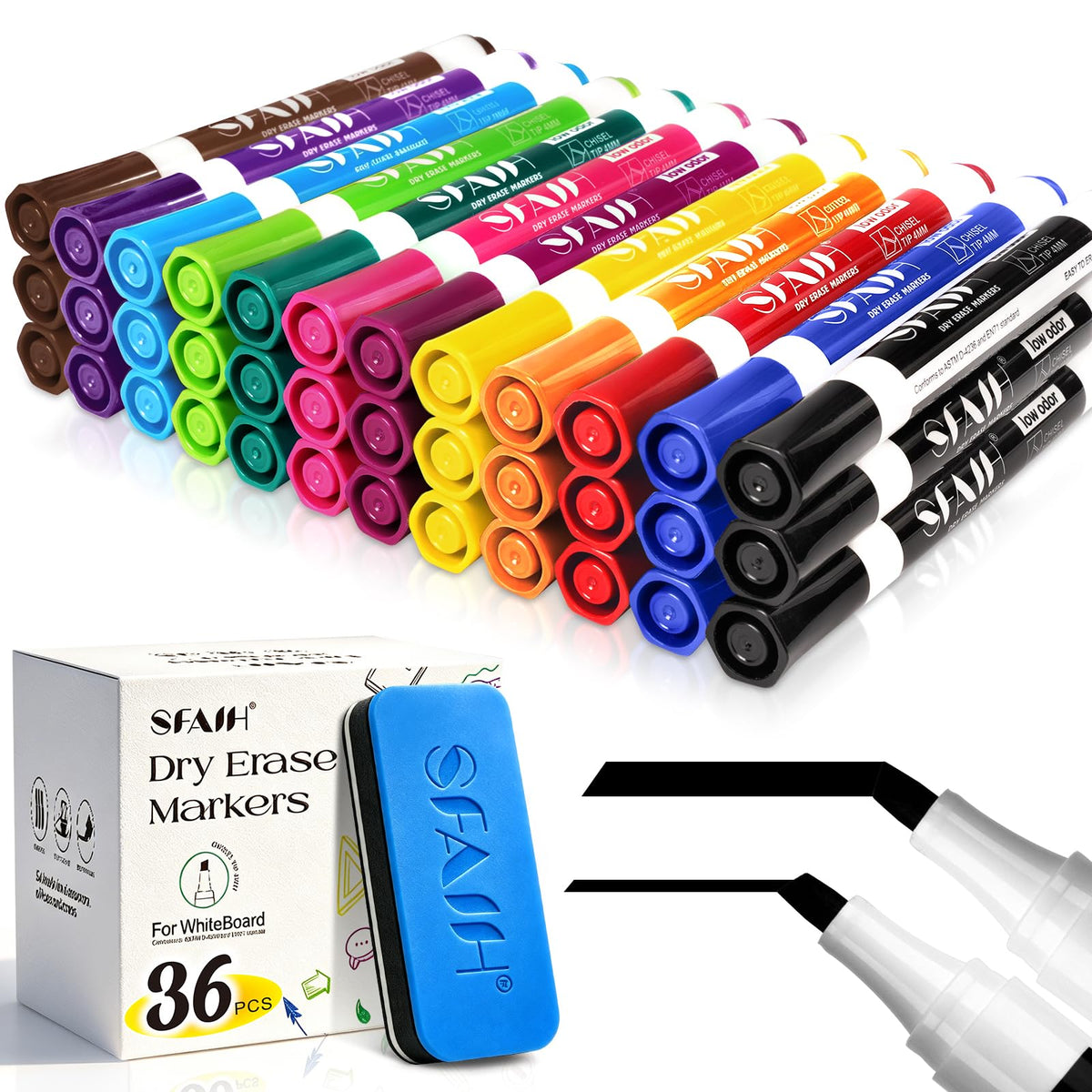 SFAIH 15 Colors Magnetic Dry Erase Markers, 0.7mm Ultra Fine, with Eraser