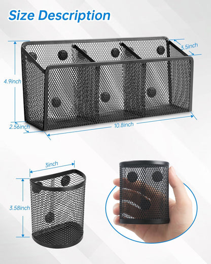 VICNOVA Magnetic Pen Holder, Metal Storage Basket with Strong Magnets