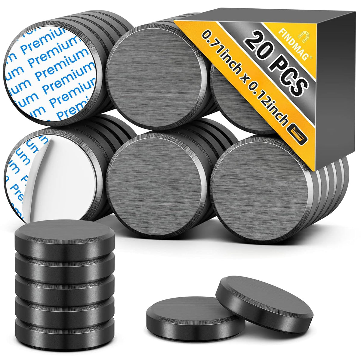 FINDMAG Magnets for Crafts, Magnets with Adhesive Backing, 20 Pack