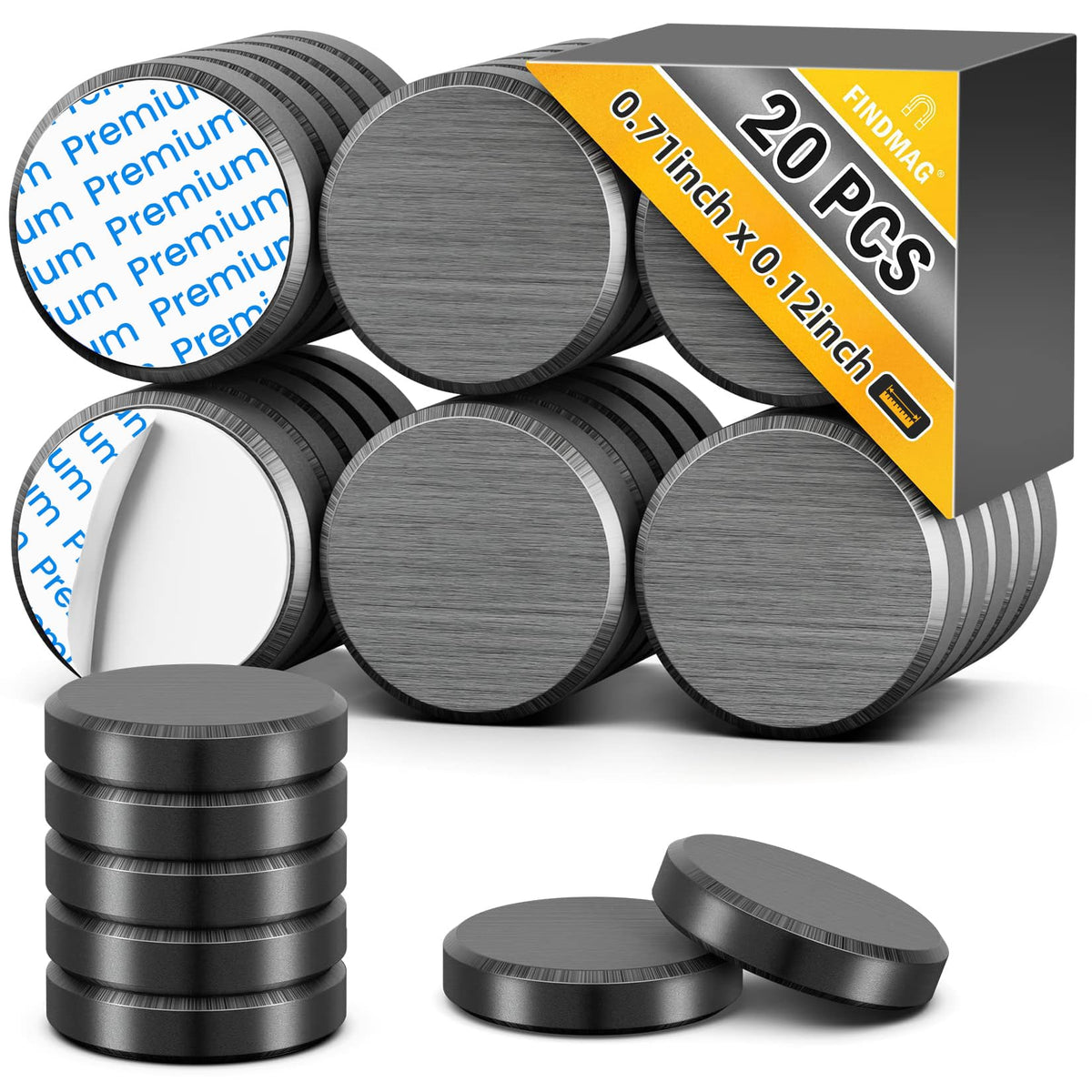 FINDMAG Magnets for Crafts, Magnets with Adhesive Backing, 20 Pack