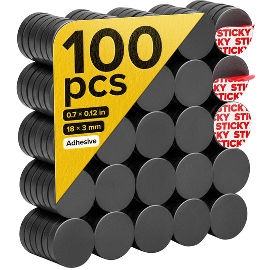 Strong Ceramic Round Adhesive Magnets, 0.7x0.12 (18x3mm), 100 Pcs