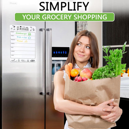Dry Erase Magnetic Meal Planner for Refrigerator A4 (8.5x12 inch) - Magnet Weekly Menu Board for Fridge - Magnetic Menu White Board - Fridge Meal Planner Magnet - Dinner Meal Planner Dry Erase Board