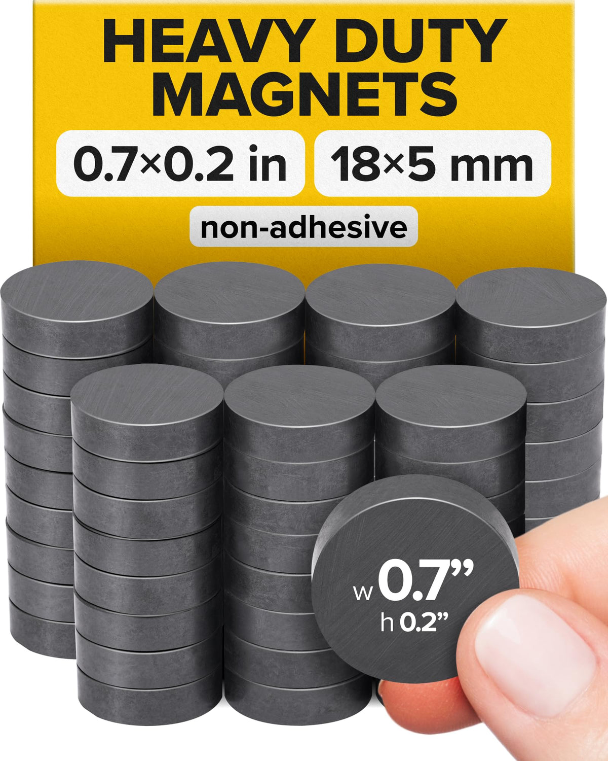 Strong Ceramic Round Adhesive Magnets, 0.7x0.12 (18x3mm), 100 Pcs