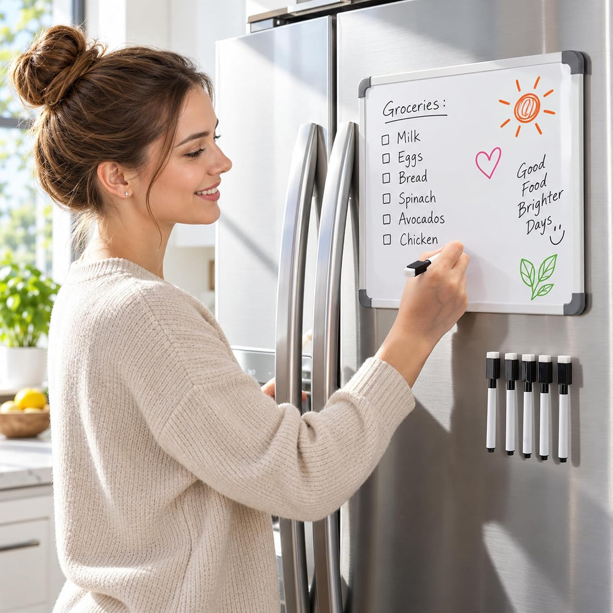 72 Pcs Black Magnetic Dry Erase Markers, Fine Point, Eraser Cap