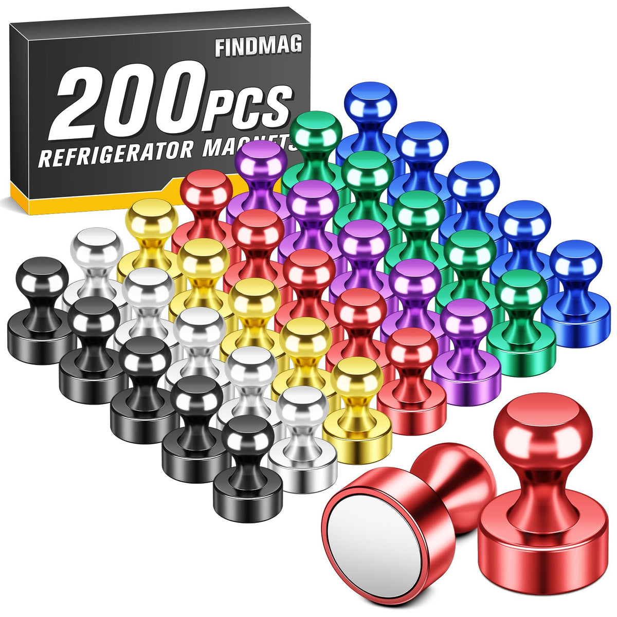 FINDMAG Fridge Magnets, Magnets for Whiteboard, Kitchen, 14 Pack, Colorful