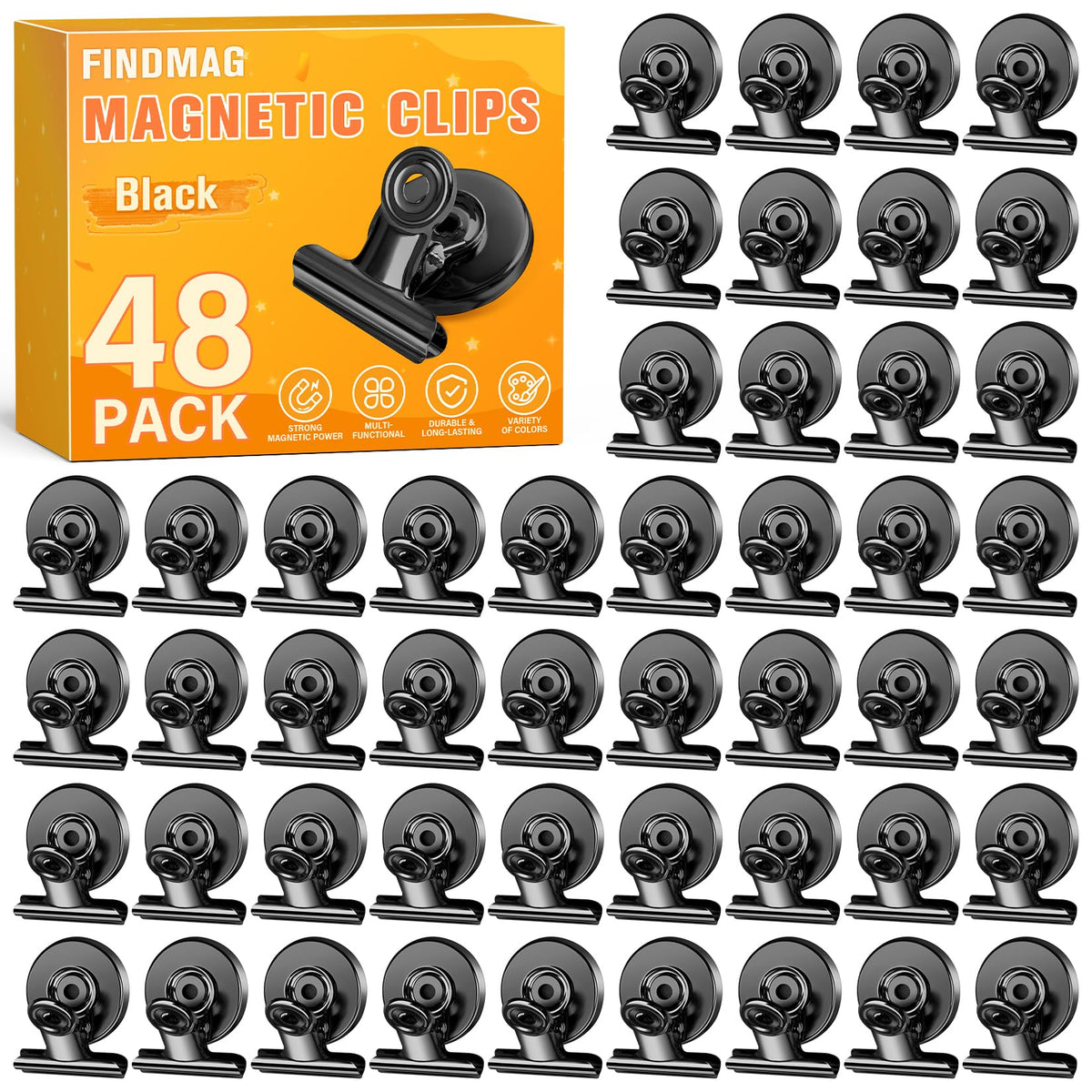 FINDMAG Fridge Magnets, Colorful Magnetic Clips for Fridge Notes, 12 Pack