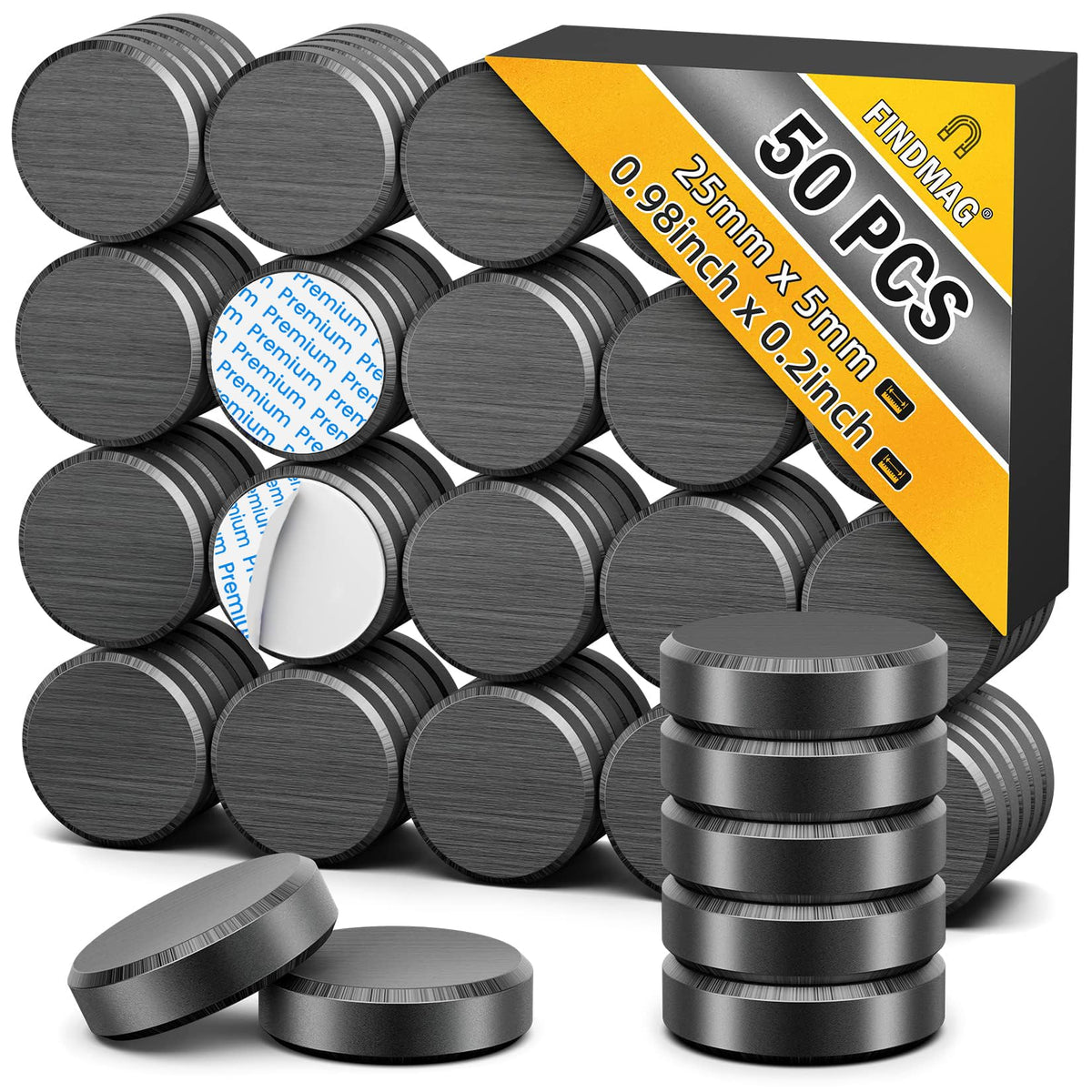 FINDMAG Magnets for Crafts, Magnets with Adhesive Backing, 20 Pack