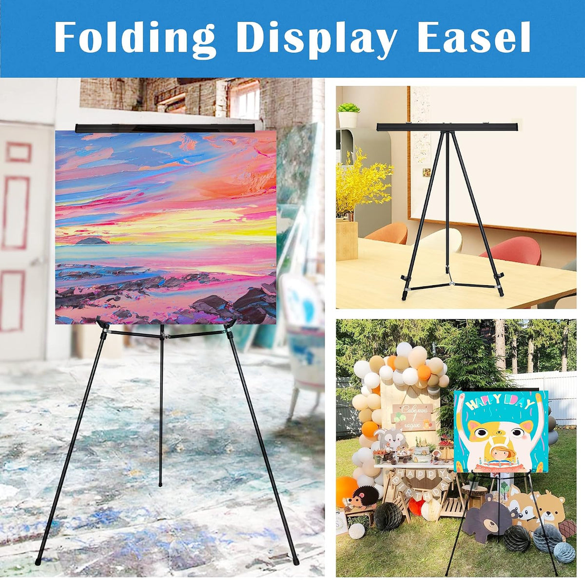 Falling in Art 63 1/2'' Lightweight Aluminum Flip Chart Display Easel Stand