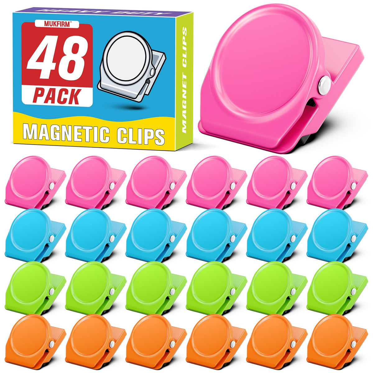 12 Pack Large Magnetic Clips Heavy Duty, Strong Magnet Clips for Notes