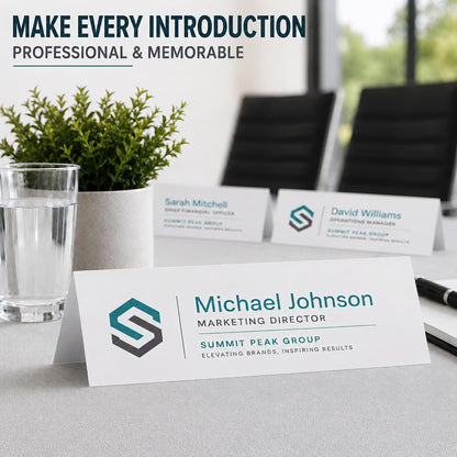 White Name Tent Cards 3.5" x 11" 80lb Cover (216gsm) - 25 Cards