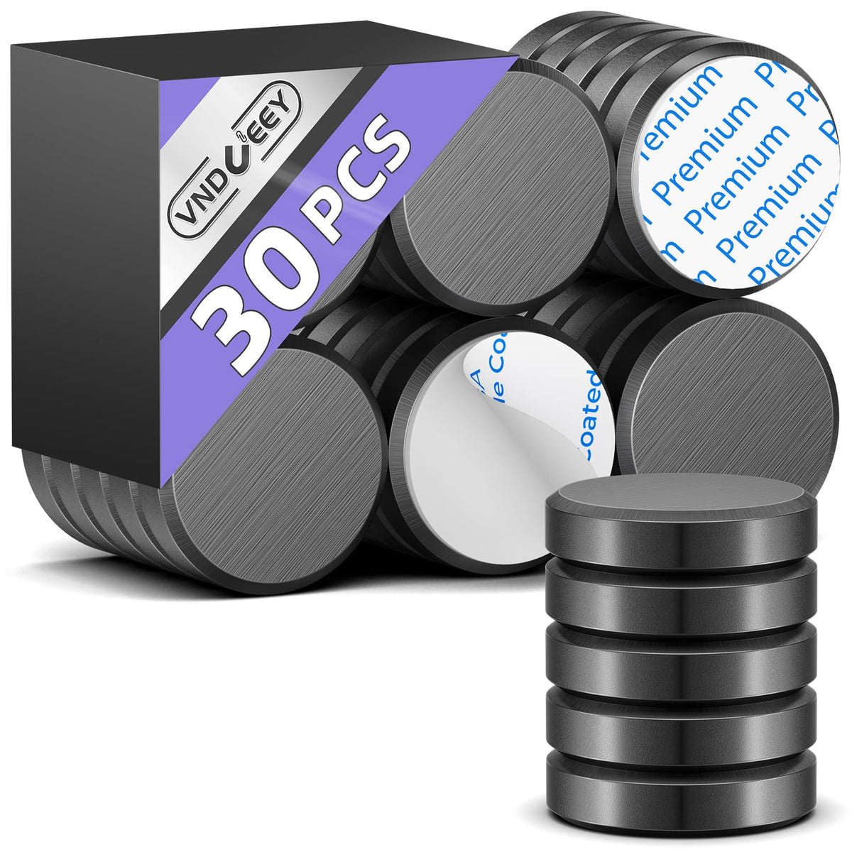 VNDUEEY 100Pcs Strong Magnets with Adhesive Backing, 0.7 * 0.12 inch Small Round Magnets for Crafts, Circle Magnet Ceramic Magnet for Fridge, DIY, Science Projects, Whiteboard (Black)