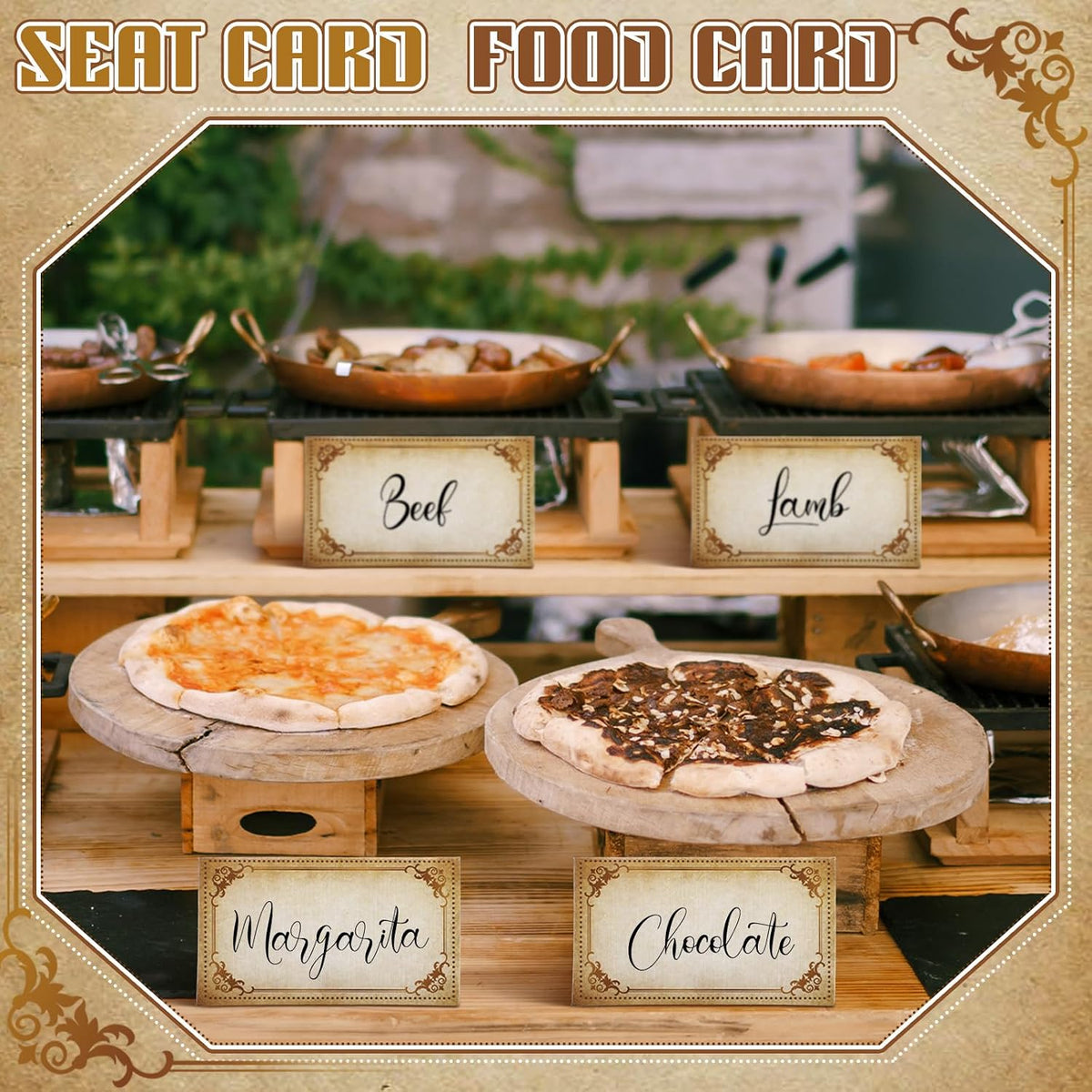 Feifeiya 120 Pack Vintage Place Cards, 3.5x2 Inch Tent Style Seating