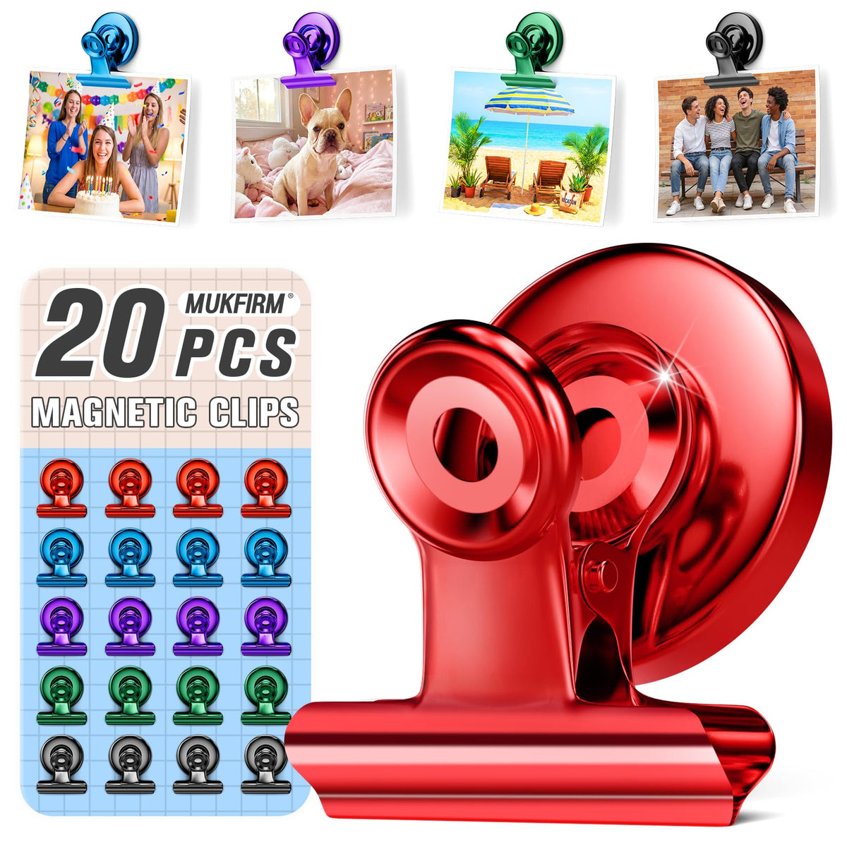12 Pack Large Magnetic Clips Heavy Duty, Strong Magnet Clips for Notes