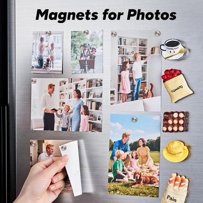 SMARTAKE 45 Pcs Refrigerator Magnets, 10x2.6mm Small Fridge Magnets, Silver
