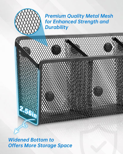 VICNOVA Magnetic Pen Holder, Metal Storage Basket with Strong Magnets