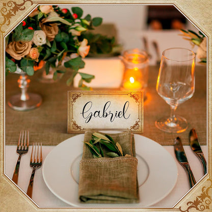 Feifeiya 120 Pack Vintage Place Cards, 3.5x2 Inch Tent Style Seating