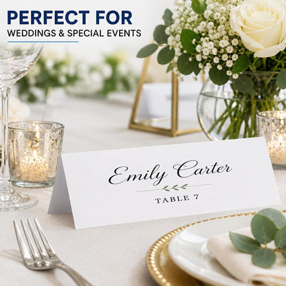 White Name Tent Cards 3.5" x 11" 80lb Cover (216gsm) - 25 Cards