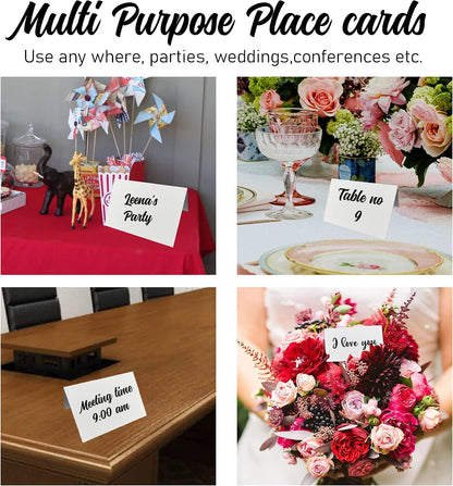 Place Cards White Blank Pack of 100. Premium Tent Name Place Cards for Table Setting Size 2.5x3.75 inches - Perfect for Weddings, Banquets Dinner Parties and any other Events