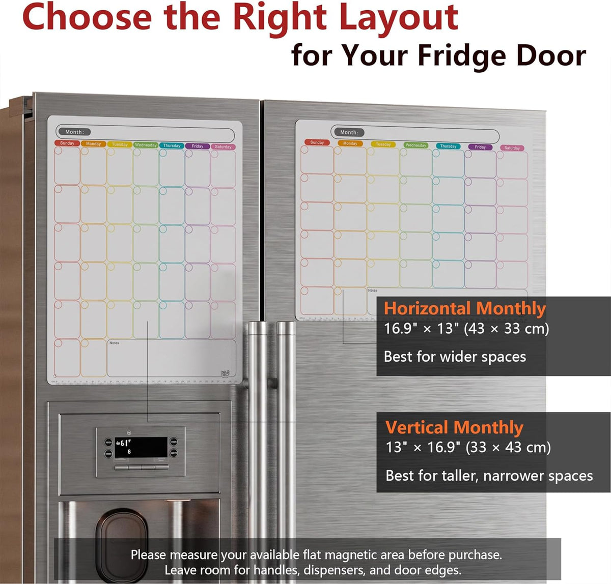 Magnetic Calendar for Refrigerator Dry Erase Fridge Magnet Planner 16.9x13