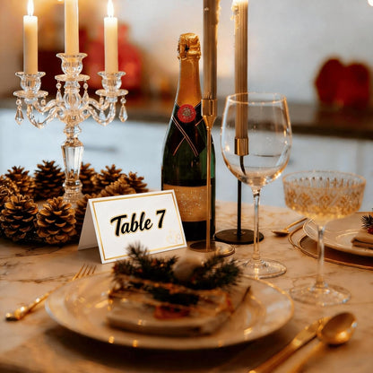 100 Pcs Elegant Name Place Cards for Table Setting with Gold Foil Border
