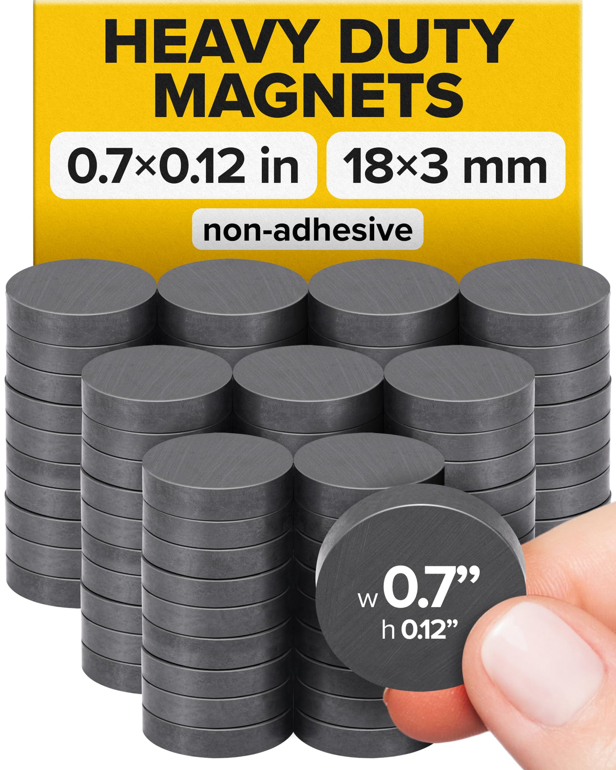 Strong Ceramic Round Adhesive Magnets, 0.7x0.12 (18x3mm), 100 Pcs