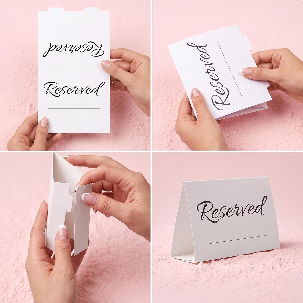 20 Pack Modern Reserved Table Sign With Name Line - Reserved Signs For Wedding - White Reserved Signs - Wedding Accessories - Tent Cards For Reserving Seats & Places - Place Cards for Party, Event