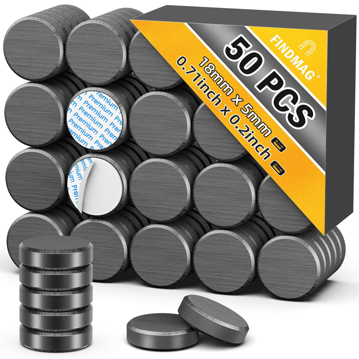 FINDMAG Magnets for Crafts, Magnets with Adhesive Backing, 20 Pack