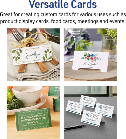 Avery Printable Tent Cards, 2.5" x 8.5", Matte White, 100 Place Cards