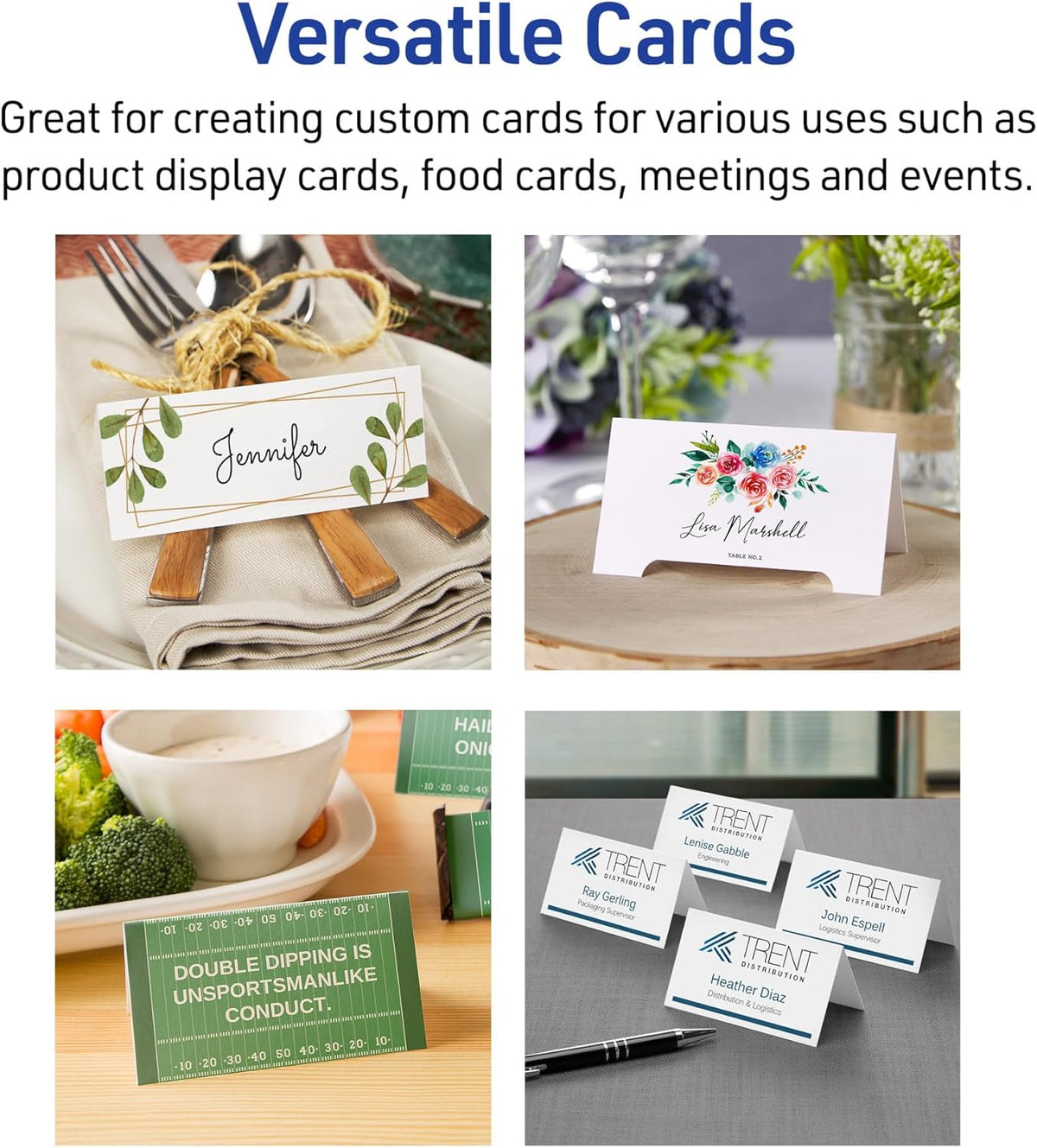 Avery Printable Tent Cards, 3.5" x 11", Matte White, 50 Place Cards