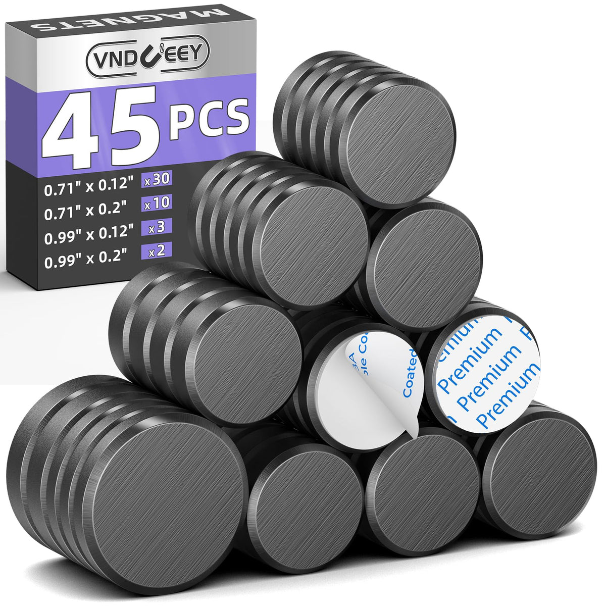 VNDUEEY 100Pcs Strong Magnets with Adhesive Backing, 0.7 * 0.12 inch Small Round Magnets for Crafts, Circle Magnet Ceramic Magnet for Fridge, DIY, Science Projects, Whiteboard (Black)