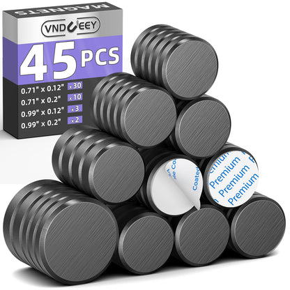 VNDUEEY 100Pcs Strong Magnets with Adhesive Backing, 0.7 * 0.12 inch Small Round Magnets for Crafts, Circle Magnet Ceramic Magnet for Fridge, DIY, Science Projects, Whiteboard (Black)