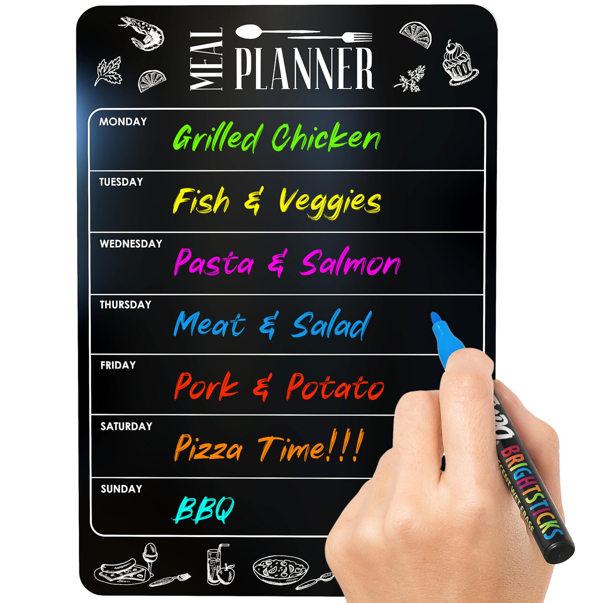 Dry Erase Magnetic Meal Planner for Refrigerator A4 (8.5x12 inch) - Magnet Weekly Menu Board for Fridge - Magnetic Menu White Board - Fridge Meal Planner Magnet - Dinner Meal Planner Dry Erase Board