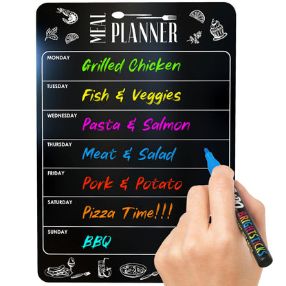 Dry Erase Magnetic Meal Planner for Refrigerator A4 (8.5x12 inch) - Magnet Weekly Menu Board for Fridge - Magnetic Menu White Board - Fridge Meal Planner Magnet - Dinner Meal Planner Dry Erase Board