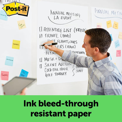Post-it Easel Pad made with Recycled Paper, 25 in x 30 in, White, 30 Sheets/Pad, 6 Pads/Pack, Great for Virtual Teachers and Students (559RP-VAD6)