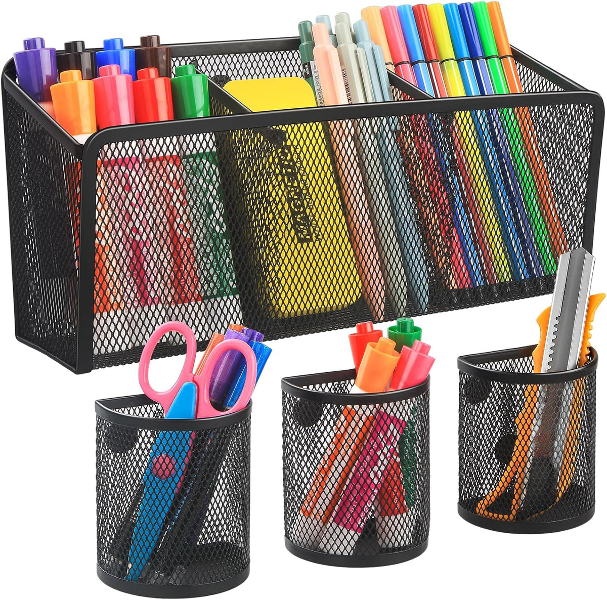 VICNOVA Magnetic Pen Holder, Metal Storage Basket with Strong Magnets