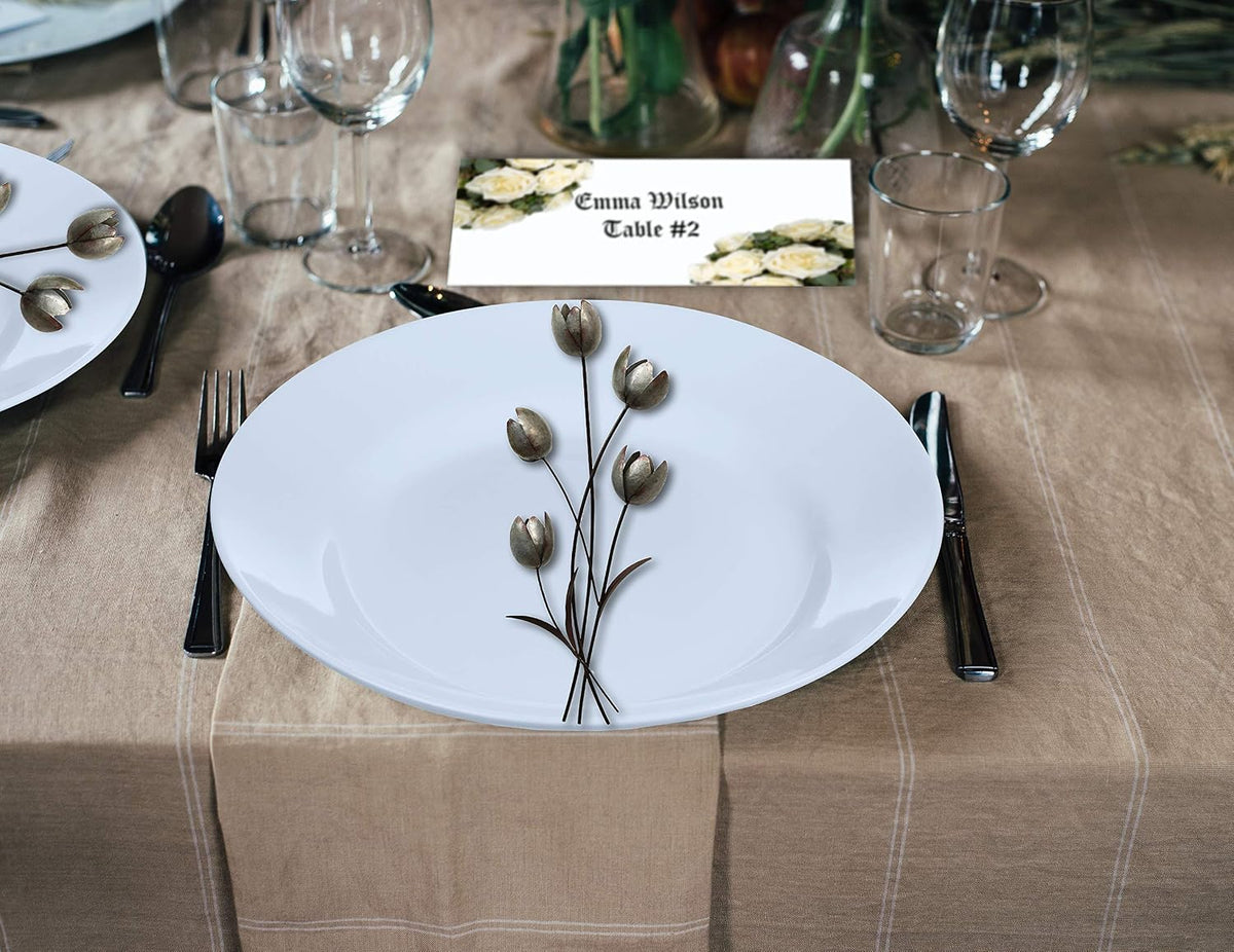 Hamilco White 80lb Cover Heavy 3.5x11 Tent Place Cards for Weddings (100PK)