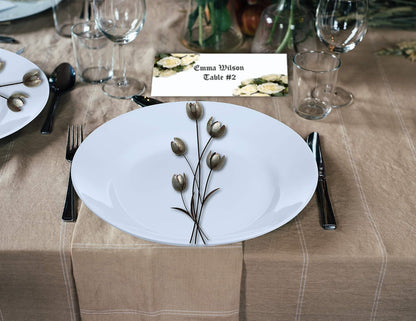 Hamilco White 80lb Cover Heavy 3.5x11 Tent Place Cards for Weddings (100PK)